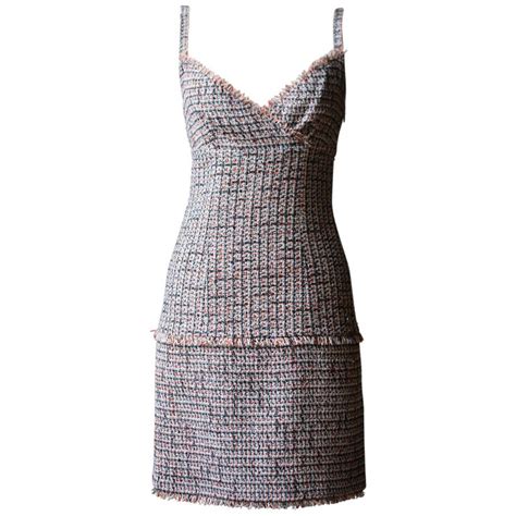 chanel white tweed mini dress|classic Chanel dress.